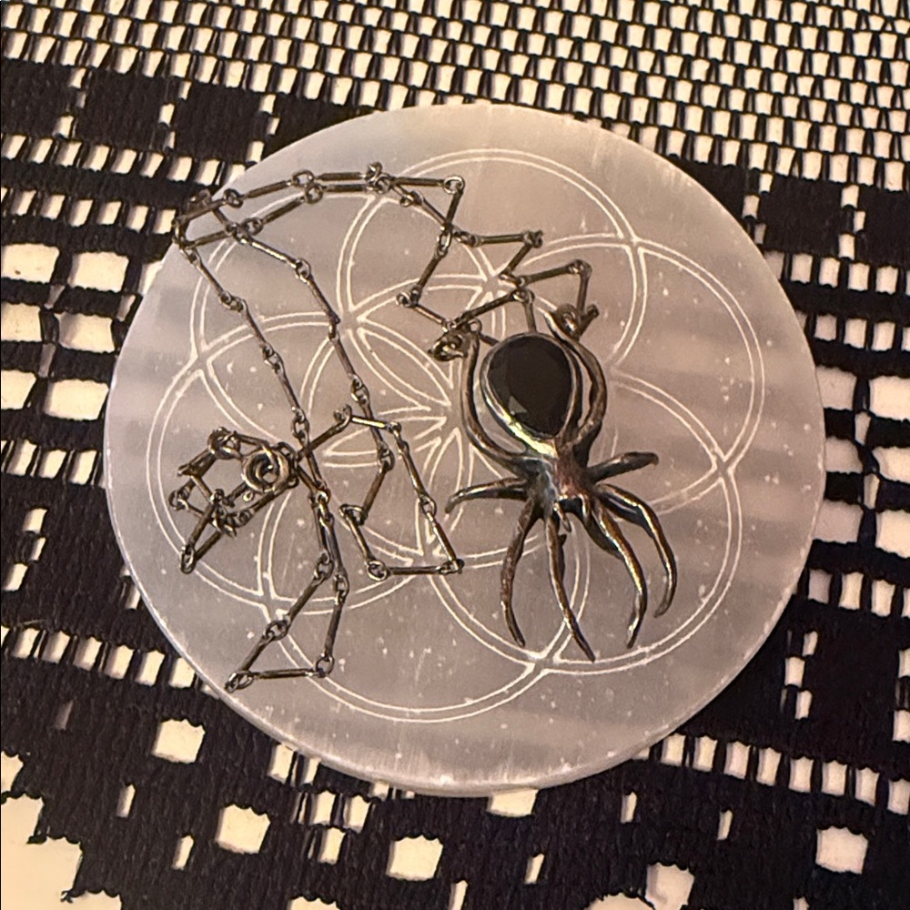 Bloodmilk Original Onyx Eternal Weaver Spider Necklace 18”